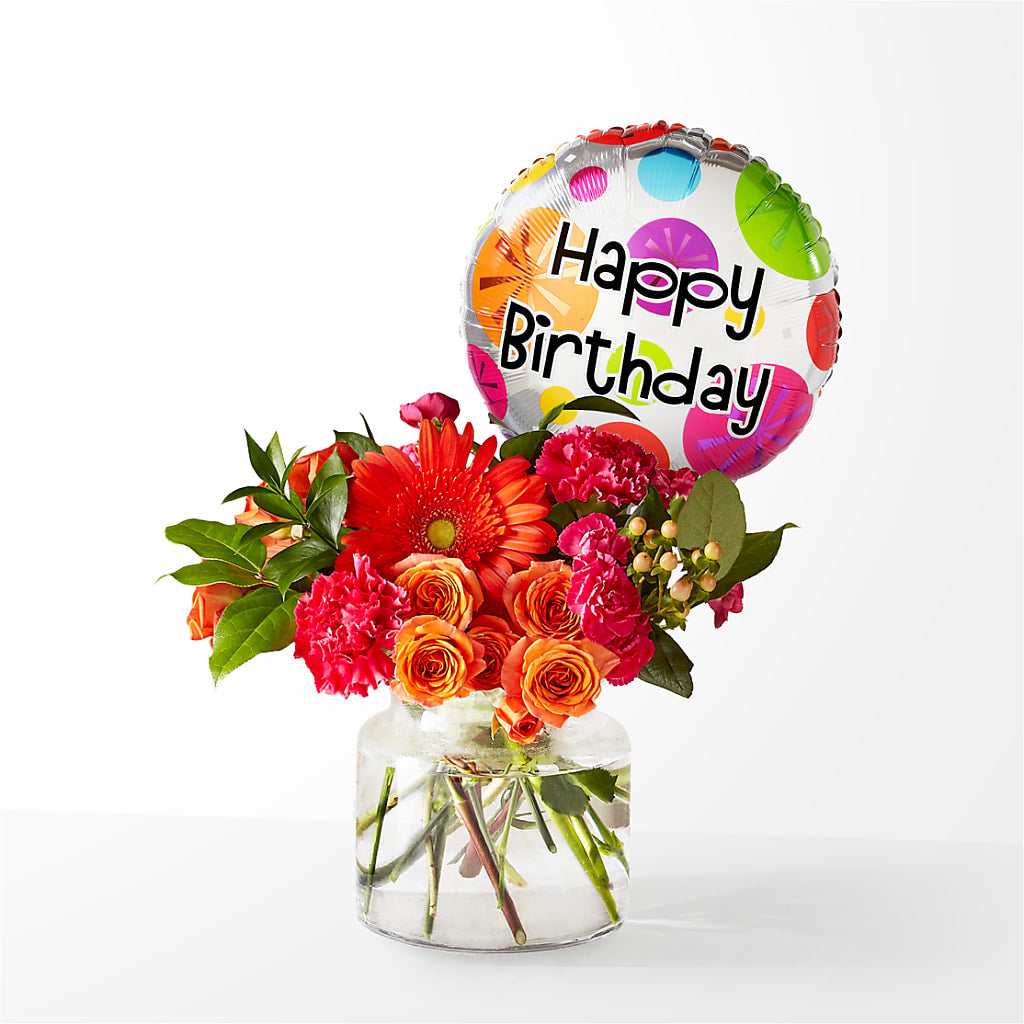 Fiesta Bouquet with Birthday Balloon – Greenbrook Flowers Inc, Jackson MS