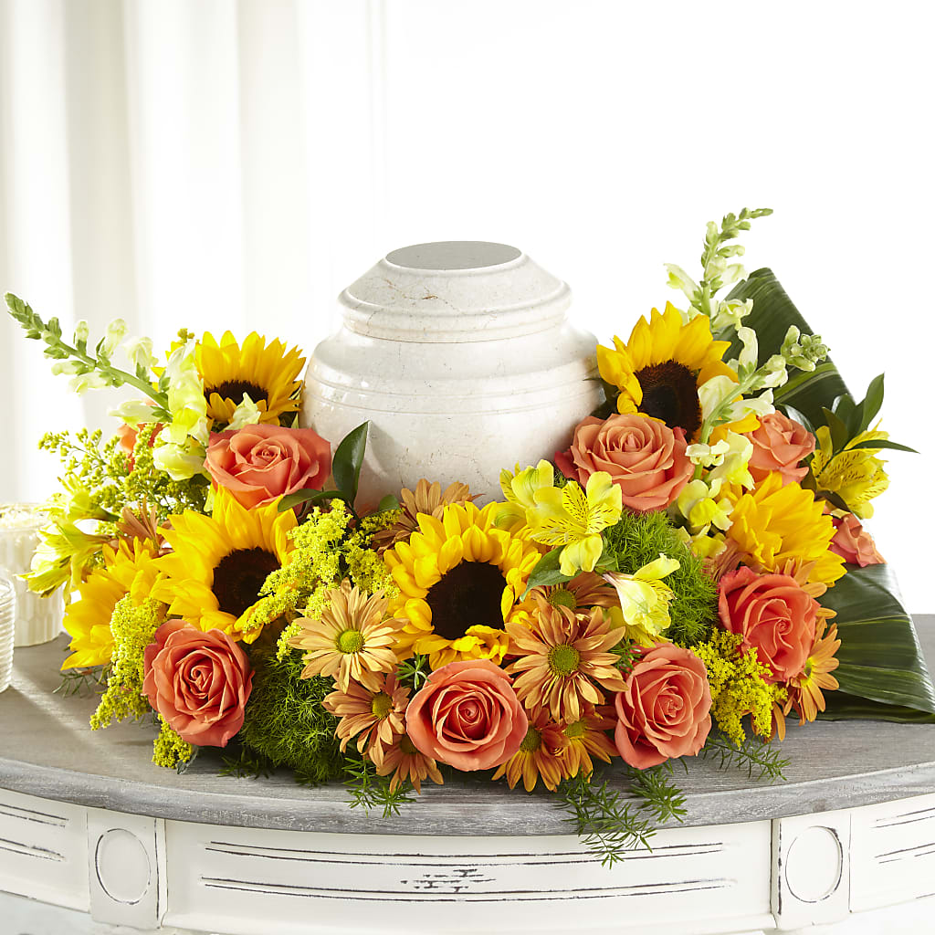 Faithful Sunflower Cremation Adornment – Greenbrook Flowers Inc, Jackson MS