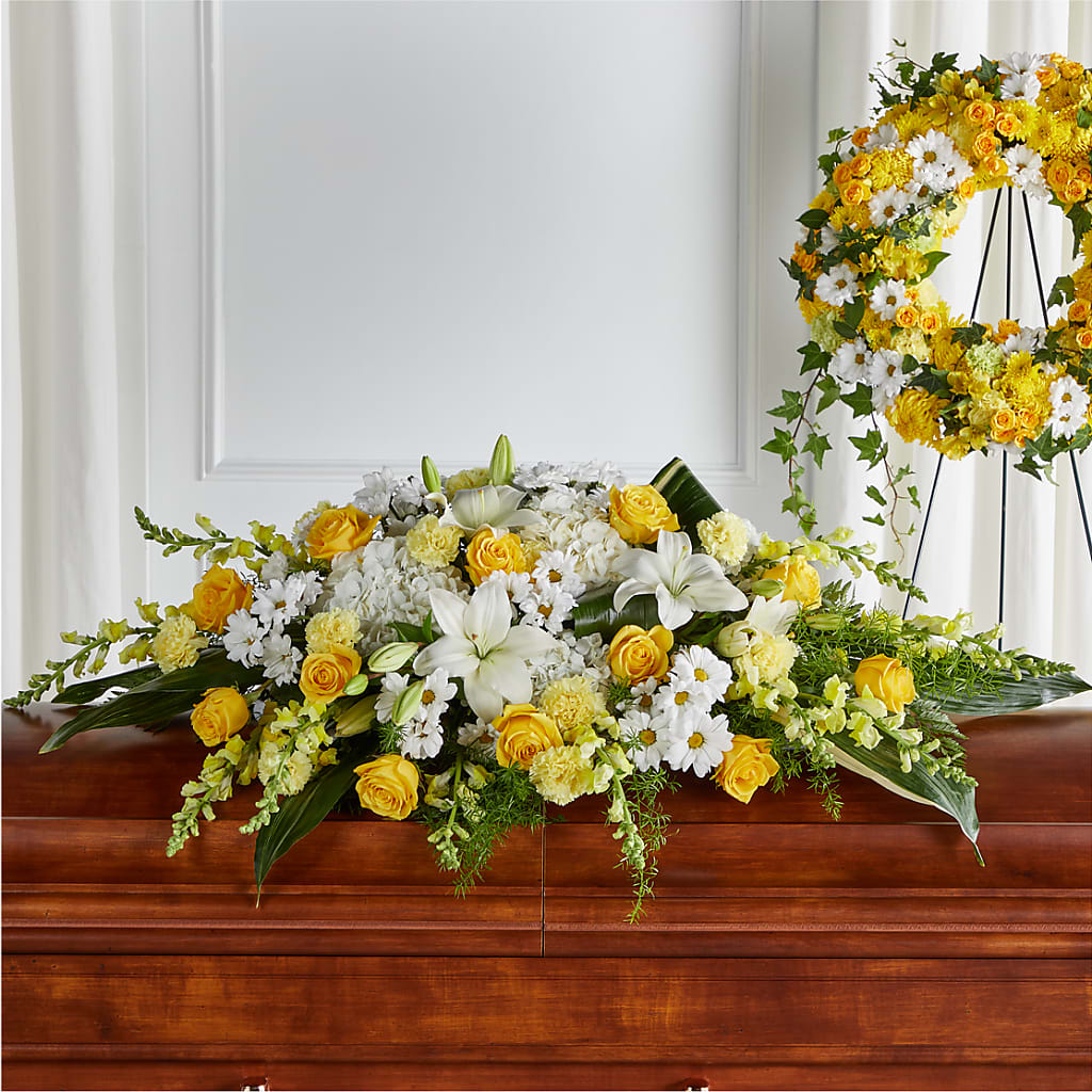 Golden Harmony Casket Spray – Greenbrook Flowers Inc, Jackson MS