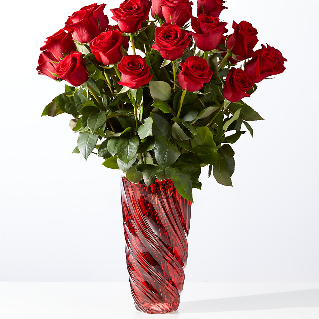 Classic Love Red Rose Bouquet with Luxe Swirl Vase – Greenbrook Flowers Inc, Jackson MS