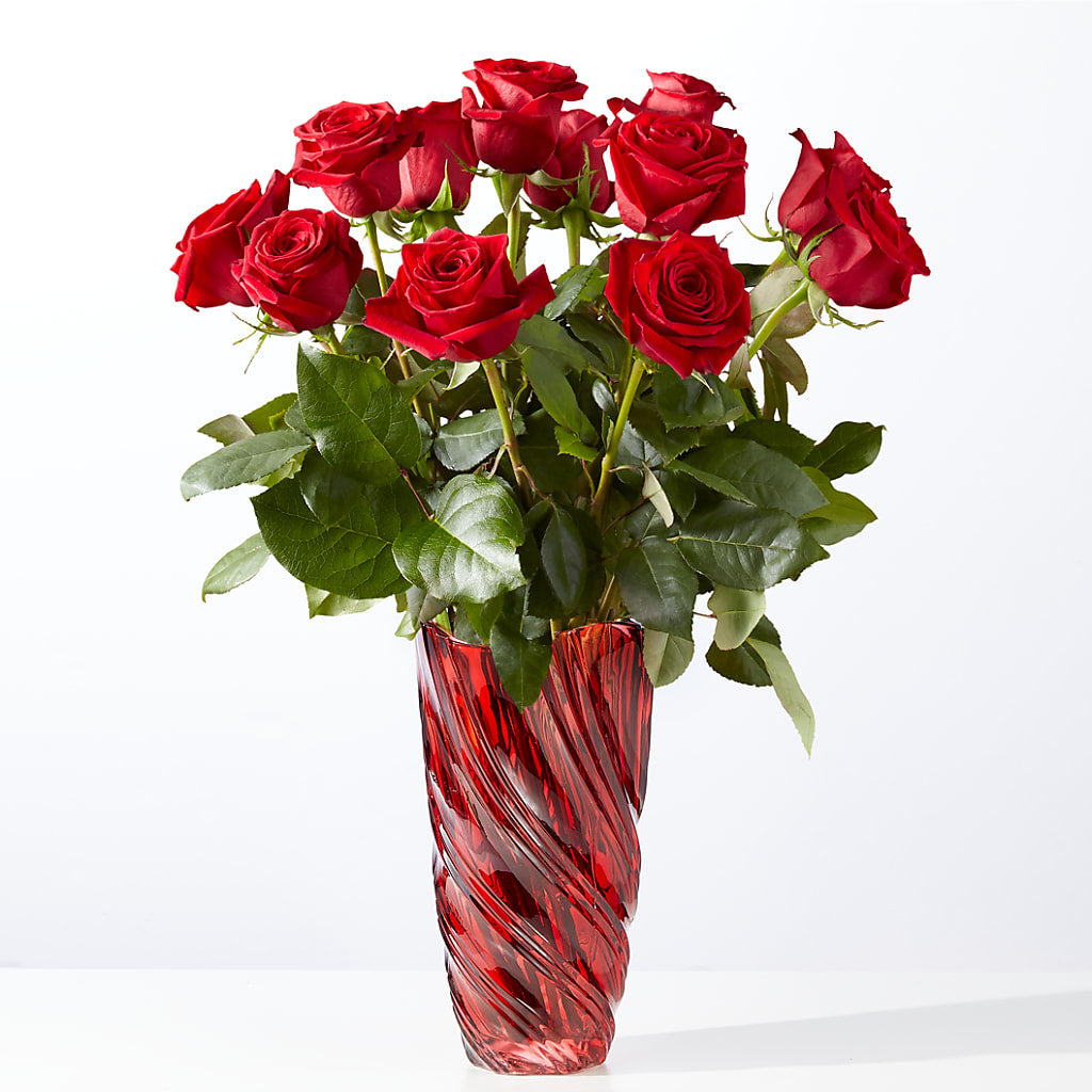 Classic Love Red Rose Bouquet with Luxe Swirl Vase – Greenbrook Flowers Inc, Jackson MS