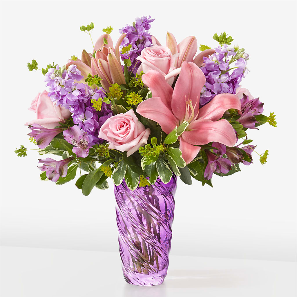 Precious Petals Bouquet with Luxe Swirl Vase – Greenbrook Flowers Inc, Jackson MS
