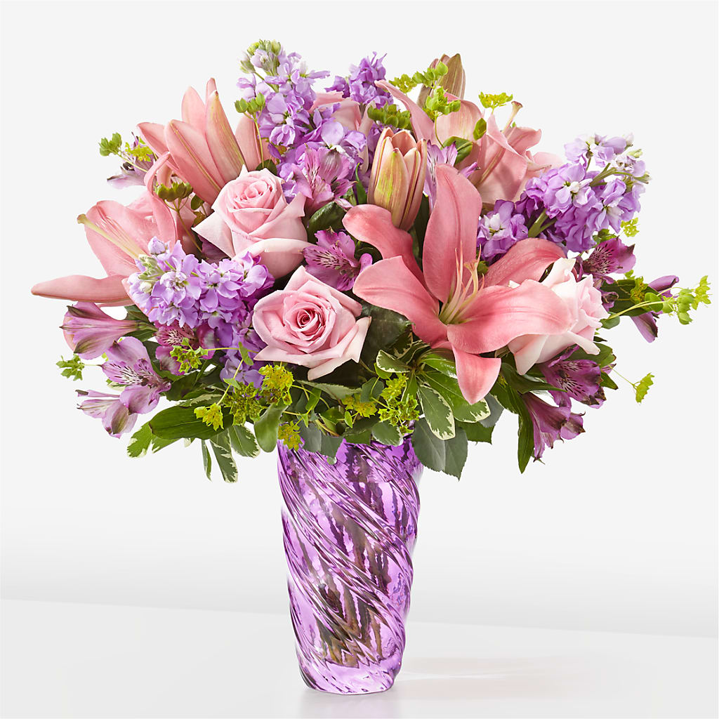 Precious Petals Bouquet with Luxe Swirl Vase – Greenbrook Flowers Inc, Jackson MS