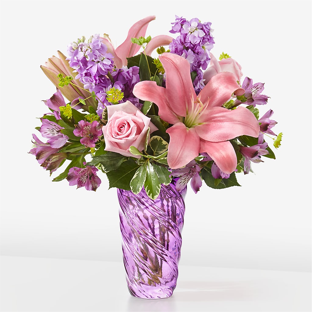 Precious Petals Bouquet with Luxe Swirl Vase – Greenbrook Flowers Inc, Jackson MS