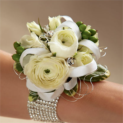 White Wedding Corsage –  Greenbrook Flowers Inc, Jackson MS